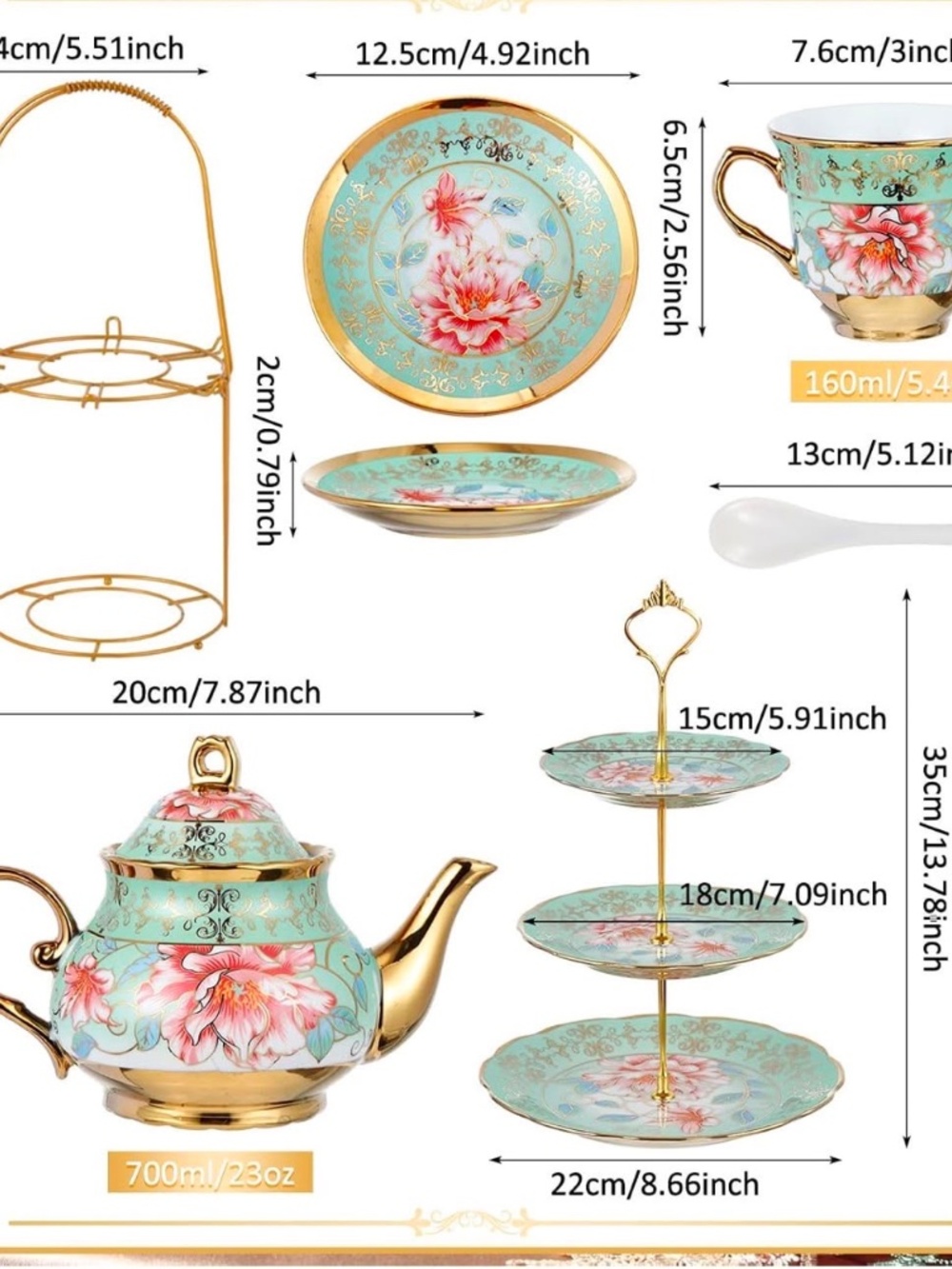 Porcelain Tea Set - Picture 2 of 6